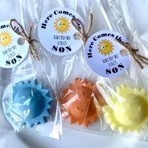 80 Sun soap party favors  Here Comes the Son  Baby Shower  Hello Sunshine  First Birthday  Boy Baby Shower Favors  You are my Sunshine