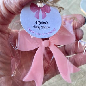 Pink Bow shower favors  Little bow is on the way baby shower Tie the knot bridal shower favors Pink bow soap favors Coquette birthday party