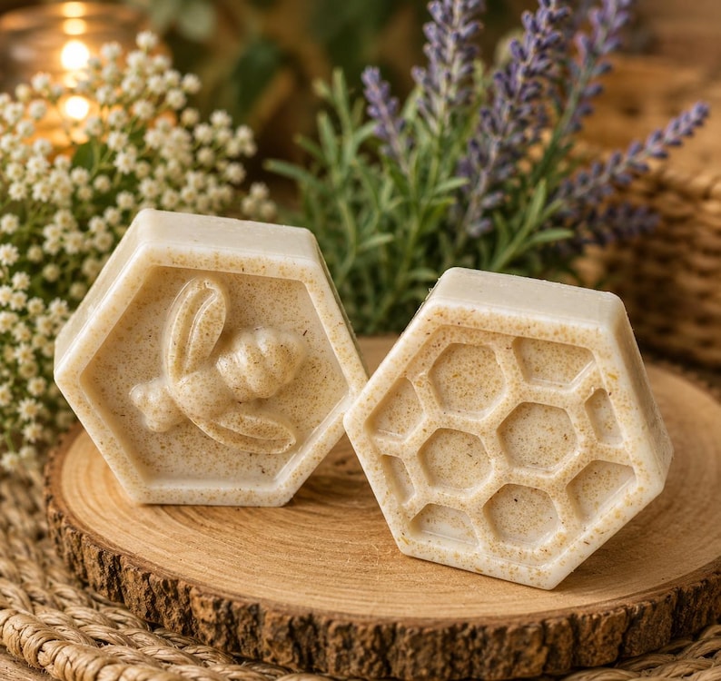 Oatmeal soap favors: Baby Shower, birthday party, Bee day, Wedding Winnie the Pooh party favors Sweet as can bee tag 2 soaps per favor image 5
