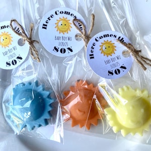 60 Sun soap party favors  Here Comes the Son  Baby Shower  Hello Sunshine  First Birthday  Boy Baby Shower Favors  You are my Sunshine