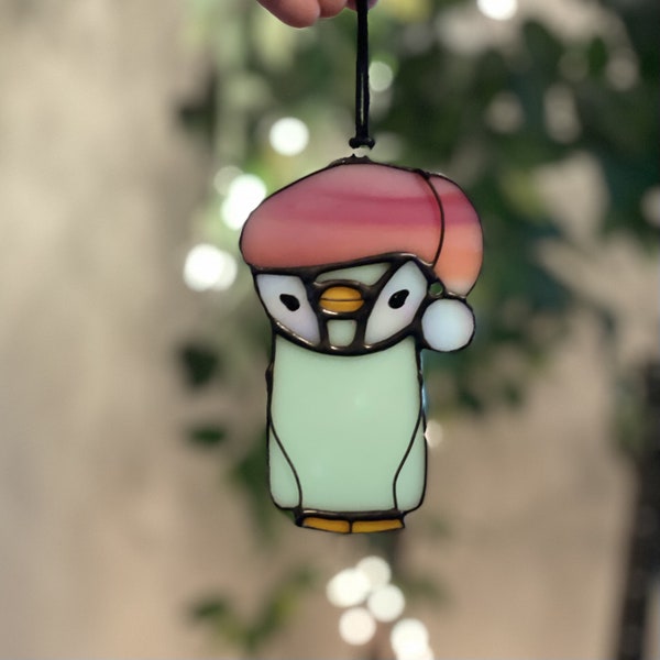 Stain Glass Penguin Cute Animal Art Penguin Suncatcher Handmade Housewarming Penguin Window Hanging