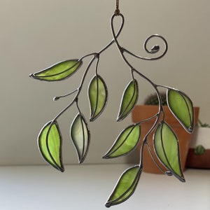 Window Hanging Leaves Plant Suncatcher Leaf Stained Glass Branch Nature Plant Decor