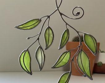 Window Hanging Leaves Plant Suncatcher Leaf Stained Glass Branch Nature Plant Decor