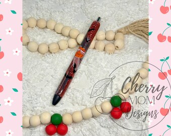 Pumpkin Bat Pen, Glitter inkjoy gel pen, glitter resin gel pen