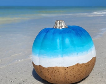 Beachy Pumpkin - hand-painted craft pumpkin