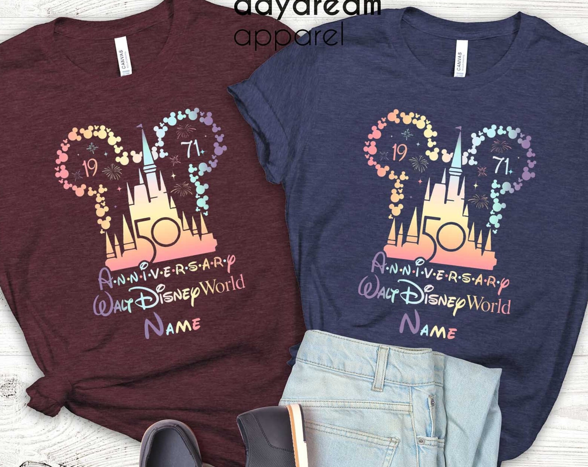 Discover Customized Mickey Ears Disney World 50 Anniversary T-shirt