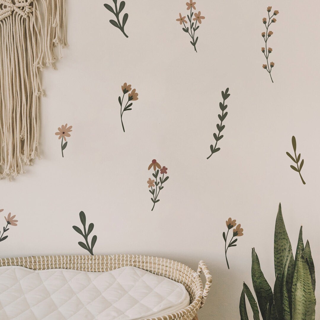 Flowers Wall Decal | Bedroom Wall Decal, Nursery Wall Decal, Playroom ...