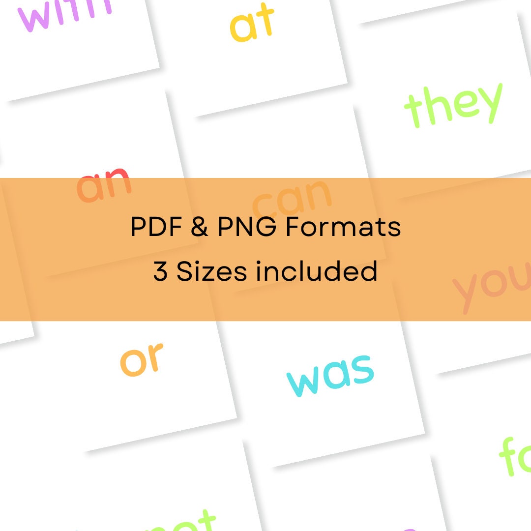 50 Printable Sight Word Flashcards: Educational Learning Cards - Etsy