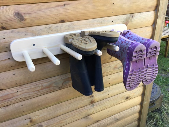 Wall mounted top welly boot rack