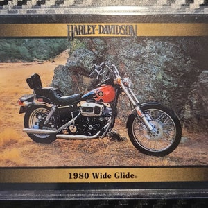 VINTAGE Harley-Davidson 1980 Wide Glide Collect-a-Card Harley Davidson Series I card (1992) Refrigerator Magnet