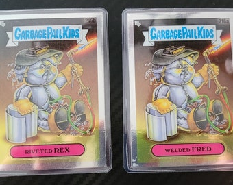 Fun Fridge magnets - Garbage Pail Kids Chrome (2022) Twins! Riveted Rex + Welded Fred 216a+216b