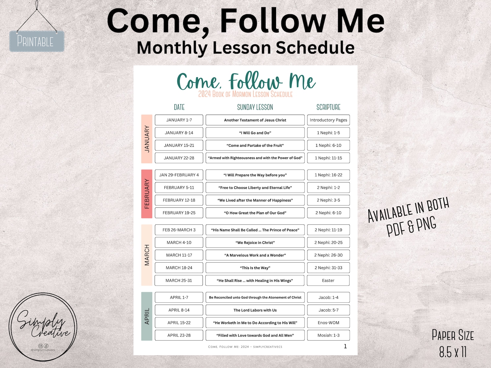Come Follow Me Book of Mormon Lesson Schedule Come Follow Me 2024 Come