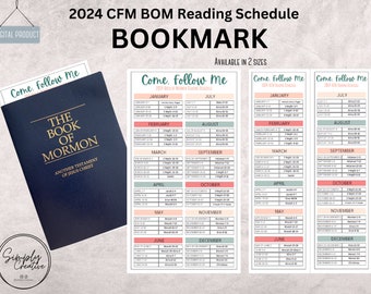 Come Follow Me Book of Mormon Reading Schedule | Come Follow Me 2024 | Come Follow Me | 2024 Come Follow Me Bookmark | LDS Printable