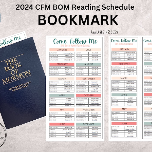 Come Follow Me Book of Mormon Reading Schedule | Come Follow Me 2024 | Come Follow Me | 2024 Come Follow Me Bookmark | LDS Printable