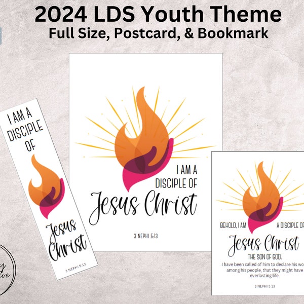 Thème jeunesse SDJ 2024 | Je suis un disciple de Jésus-Christ | 3 Néphi 5:13 Écriture sainte | Marque-page sur le thème de la jeunesse SDJ | Impressions SDJ | Thème jeunesse