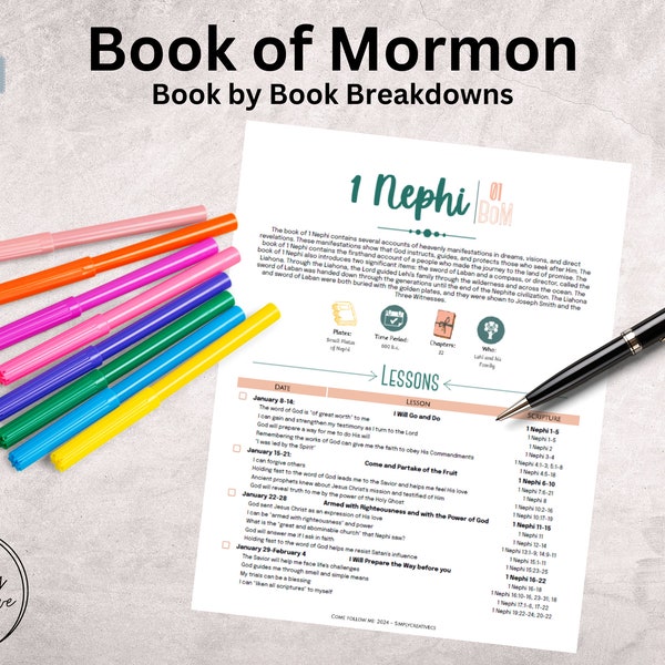 Printable Book of Mormon Book by Book Summaries, 2024 Come Follow Me, LDS Study Guide, LDS Printables, Come Follow Me, Bible Breakdowns