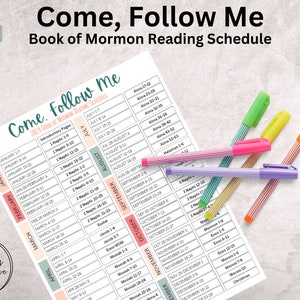 Come Follow Me Book of Mormon Reading Schedule | Come Follow Me 2024 | Come Follow Me | LDS BoM Come Follow Me Reading Chart | LDS Printable