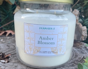 アンバーブロッサムキャンドル、16オンスココナッツワックス、ラベンダーセージの香り、スパ、アロマセラピー
