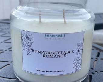 フローラルな香りのココナッツワックスキャンドル、ガーデニアホワイトティー、16オンス、忘れられないロマンス