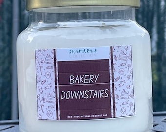 ベーカリーダウンステアーズキャンドル、16オンスココナッツワックスキャンドル、バニラクッキーの香り、コーヒーの香りのキャンドル