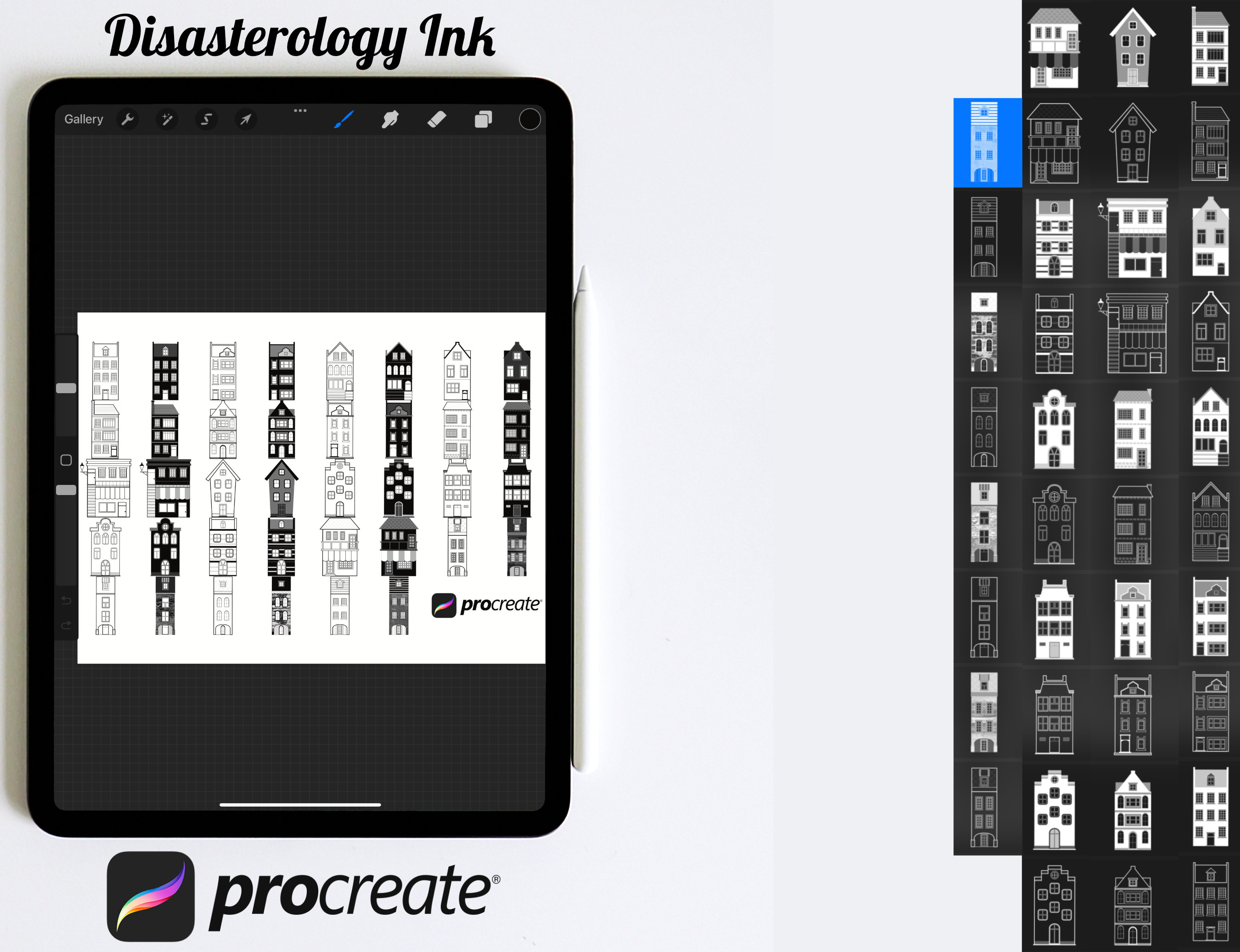 Building Architecture Set 2 Procreate Brush Stamps, 38 Buildings - Etsy