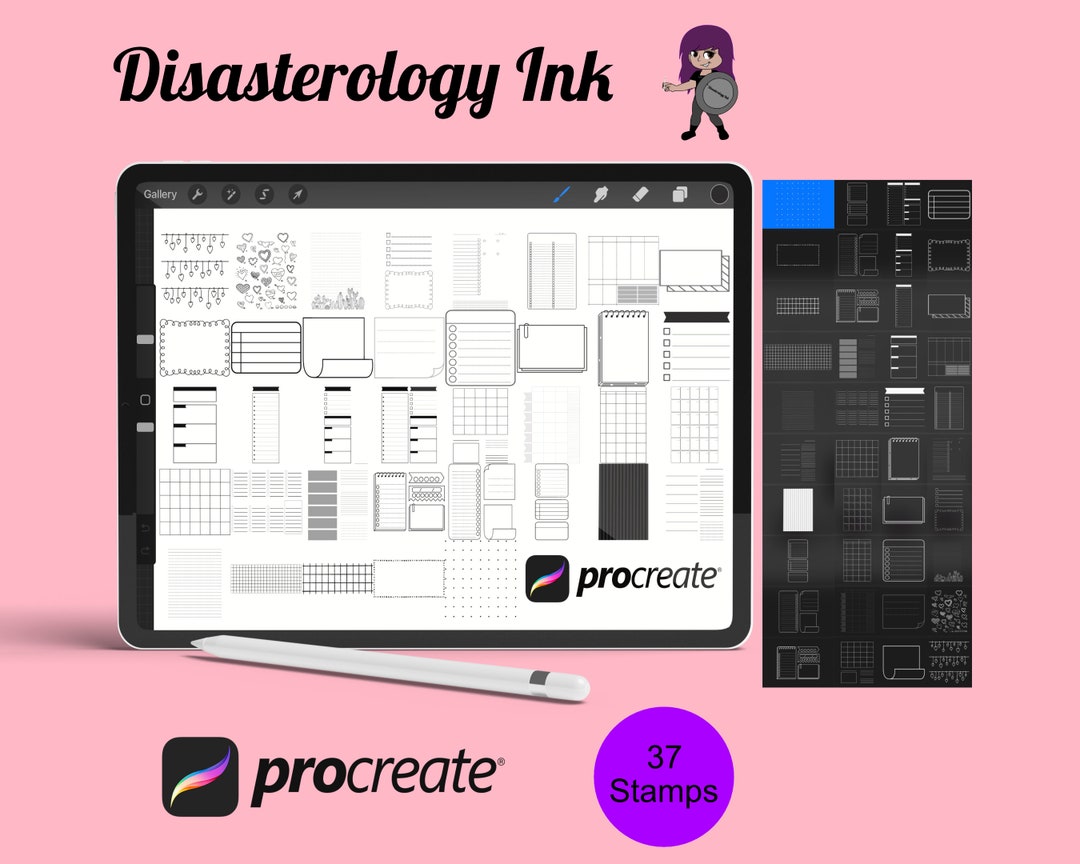 Digital Planner Guide Template Set 1 Procreate Brush Stamps, 37 Planner ...