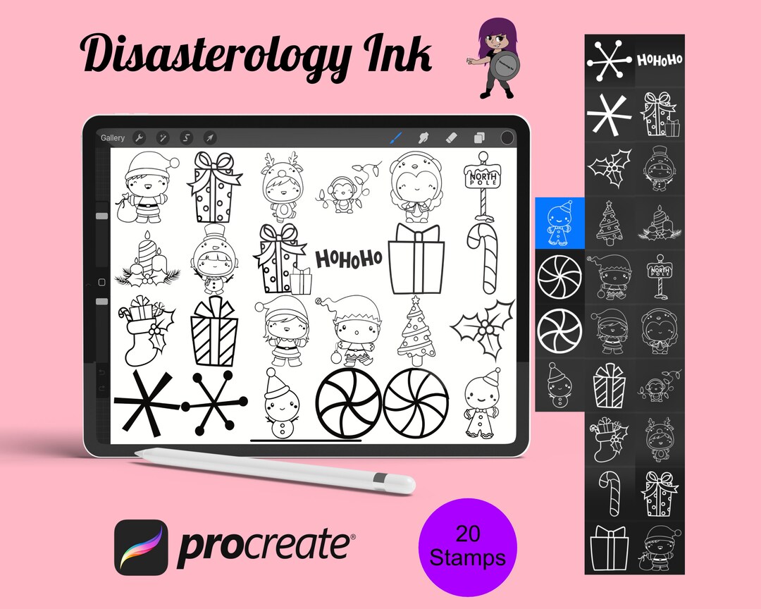 Christmas Winter Elements Procreate Brush Stamps Set 4, 20 Christmas ...