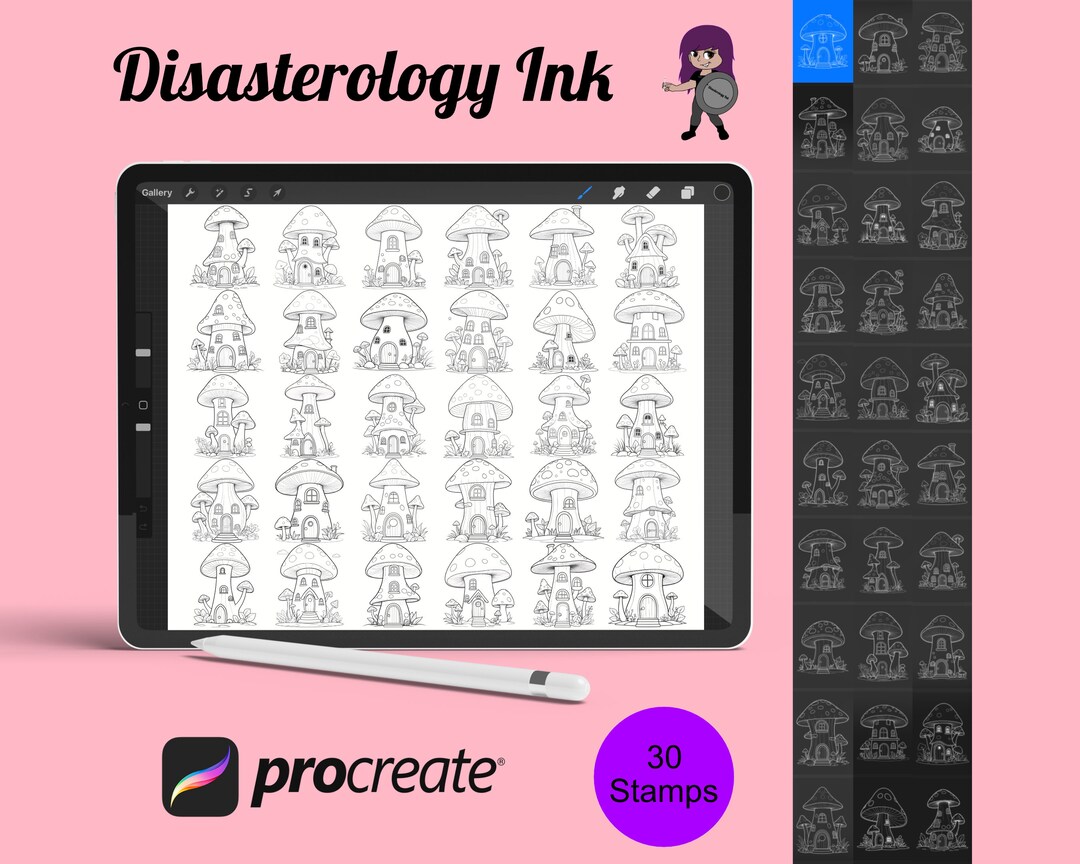Mushroom Houses Set 1 Procreate Brush Stamps, 30 Mushroom Houses - Etsy