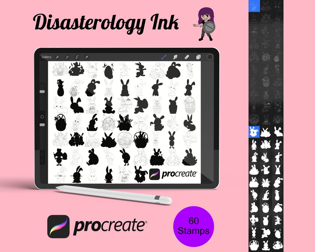 Easter Icons Outlines & Silhouettes Set 2 Procreate Brush Stamps, 60 ...
