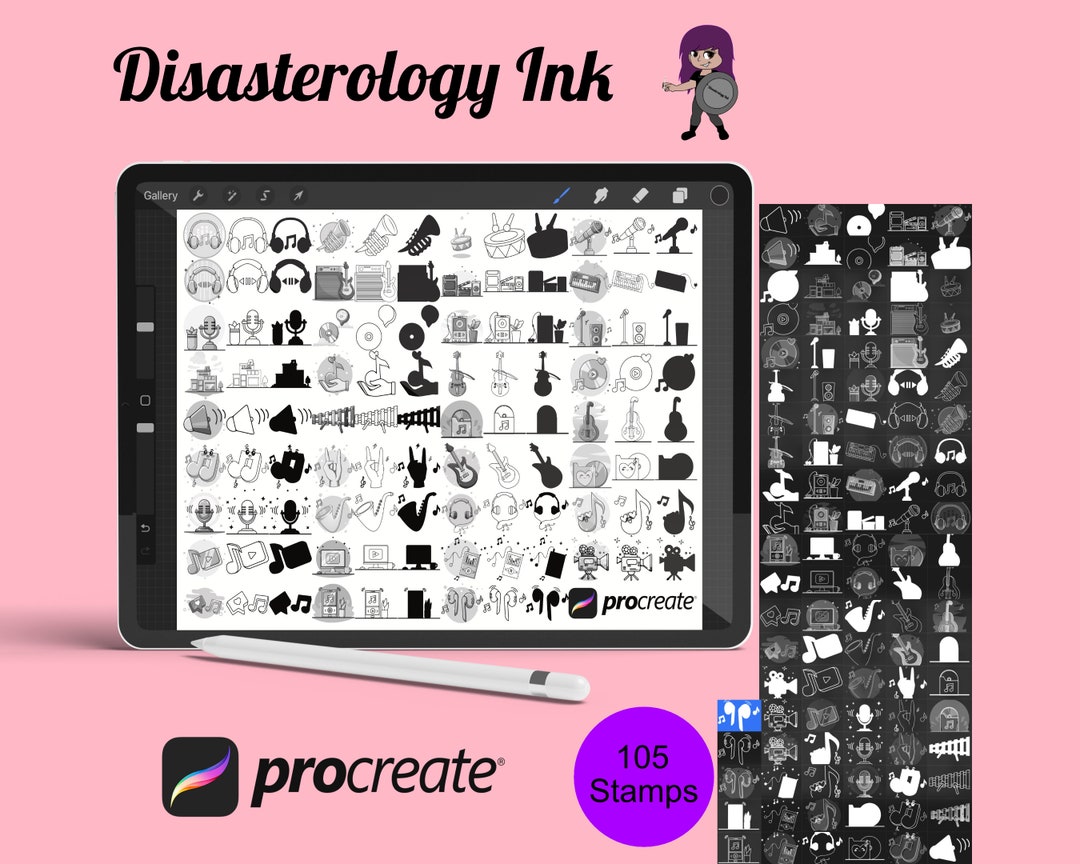 Music Icon Set 2 Procreate Brush Stamps, 105 Music Icons - Etsy