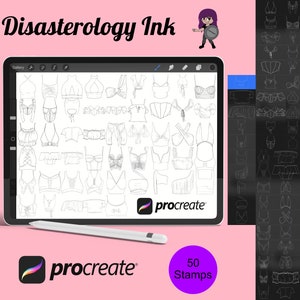 トップス 衣類 ファッション モデル セット 2 Procreate ブラシ スタンプ、50 トップ スタンプ