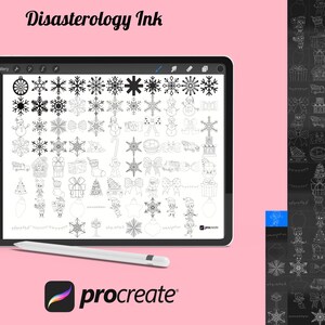 Zestaw stempli pędzlowych Procreate Christmas Winter Elements 17, 87 znaczków świątecznych