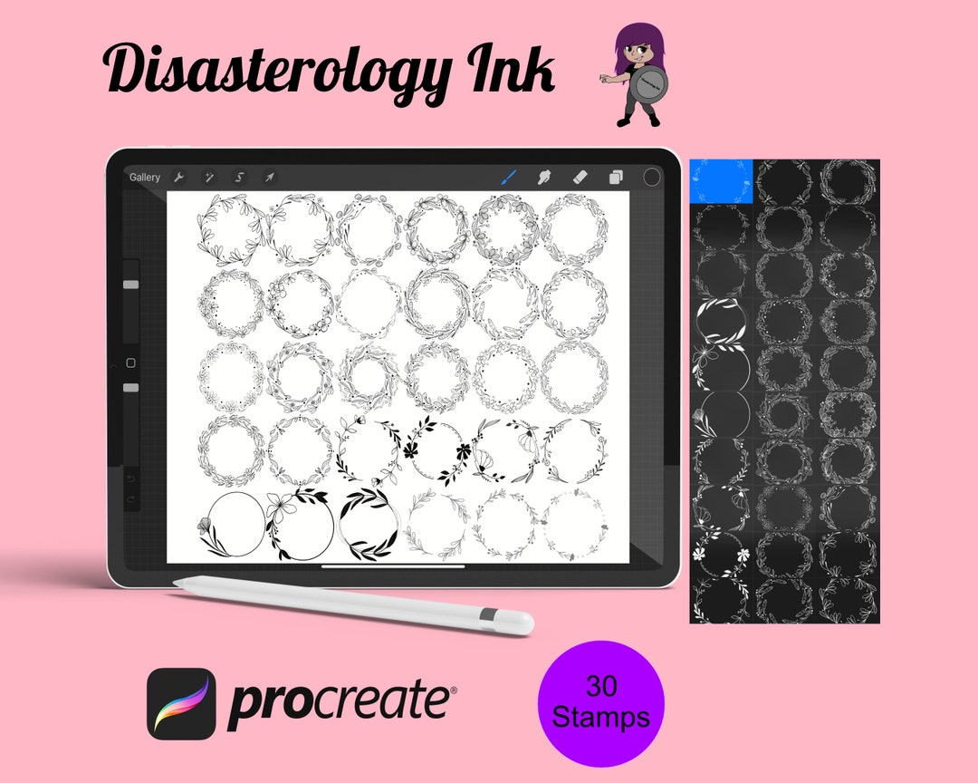 Floral Wreath Set 1 Procreate Brush Stamps, 30 Flower Wreaths - Etsy