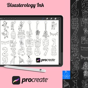 Zestaw stempli pędzlowych Procreate Christmas Winter Elements 13, 32 znaczki świąteczne