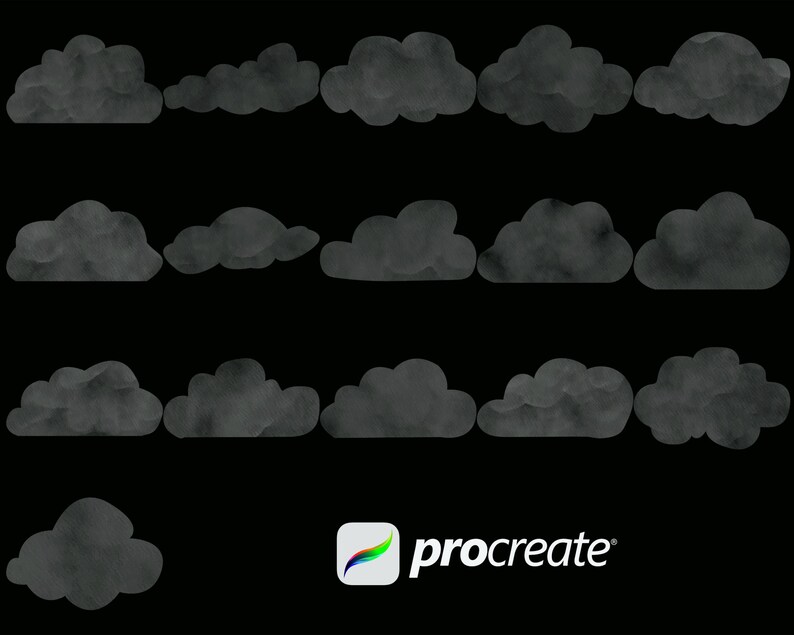 Watercolour Clouds Set 1 Procreate Brush Stamps, 16 Clouds - Etsy