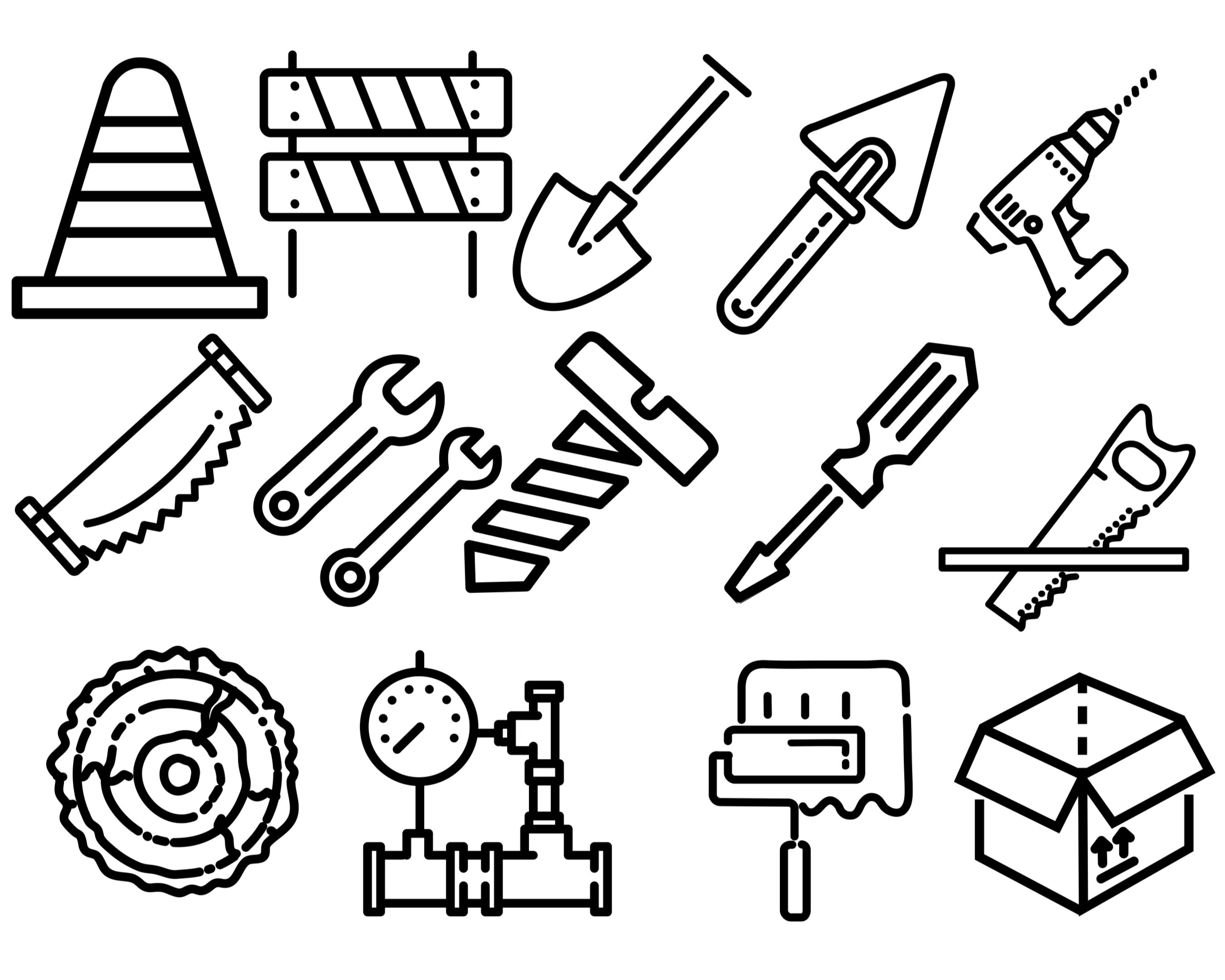 Construction Icons Outlines Set 1 Procreate Brush Stamps, 84 Icons - Etsy