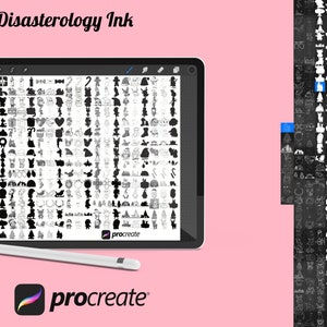 Zestaw stempli pędzlowych Procreate „Zimowe elementy, kontury i sylwetki” 21, 324 znaczki świąteczne