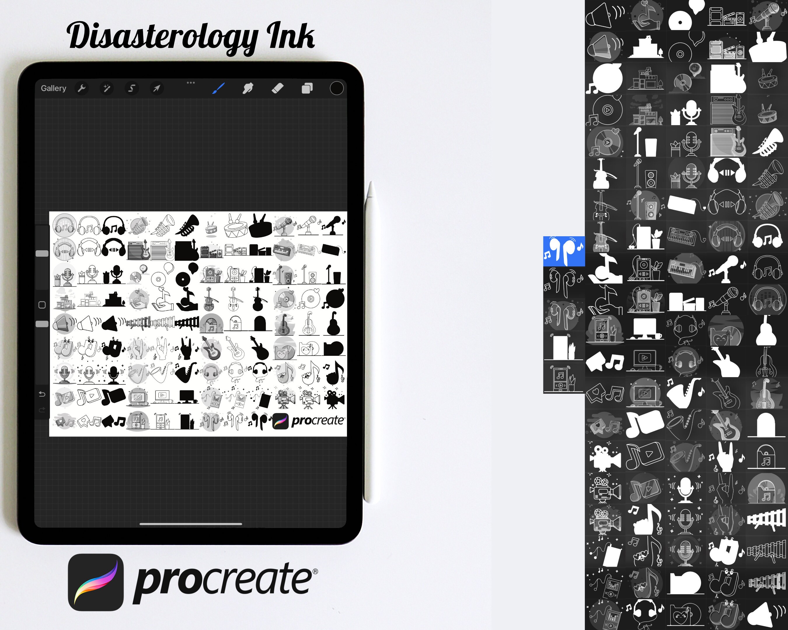Music Icon Set 2 Procreate Brush Stamps, 105 Music Icons - Etsy