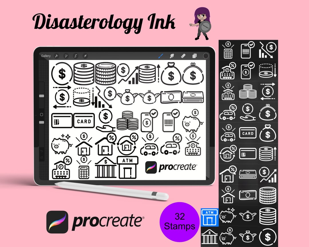 Financial Icons Set 1 Procreate Brush Stamps, 32 Icons - Etsy