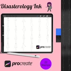 Kvinnlig figurmodell Kroppsmode Poser Set 1 Procreate Brush Stamps, 22 Modeller