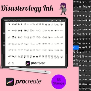 Zestaw stempli pędzla Procreate Cartoon Eyes 2, 55 sztuk Cartoon Eyes