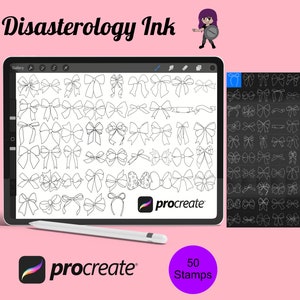 Set di fiocchi di nastro 1 Procreate Brush Stamps, 50 fiocchi