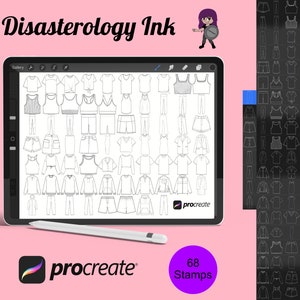 Kleidung Fashion Model Set 1 Procreate Brush Stamps, 68 Kleidung Stempel