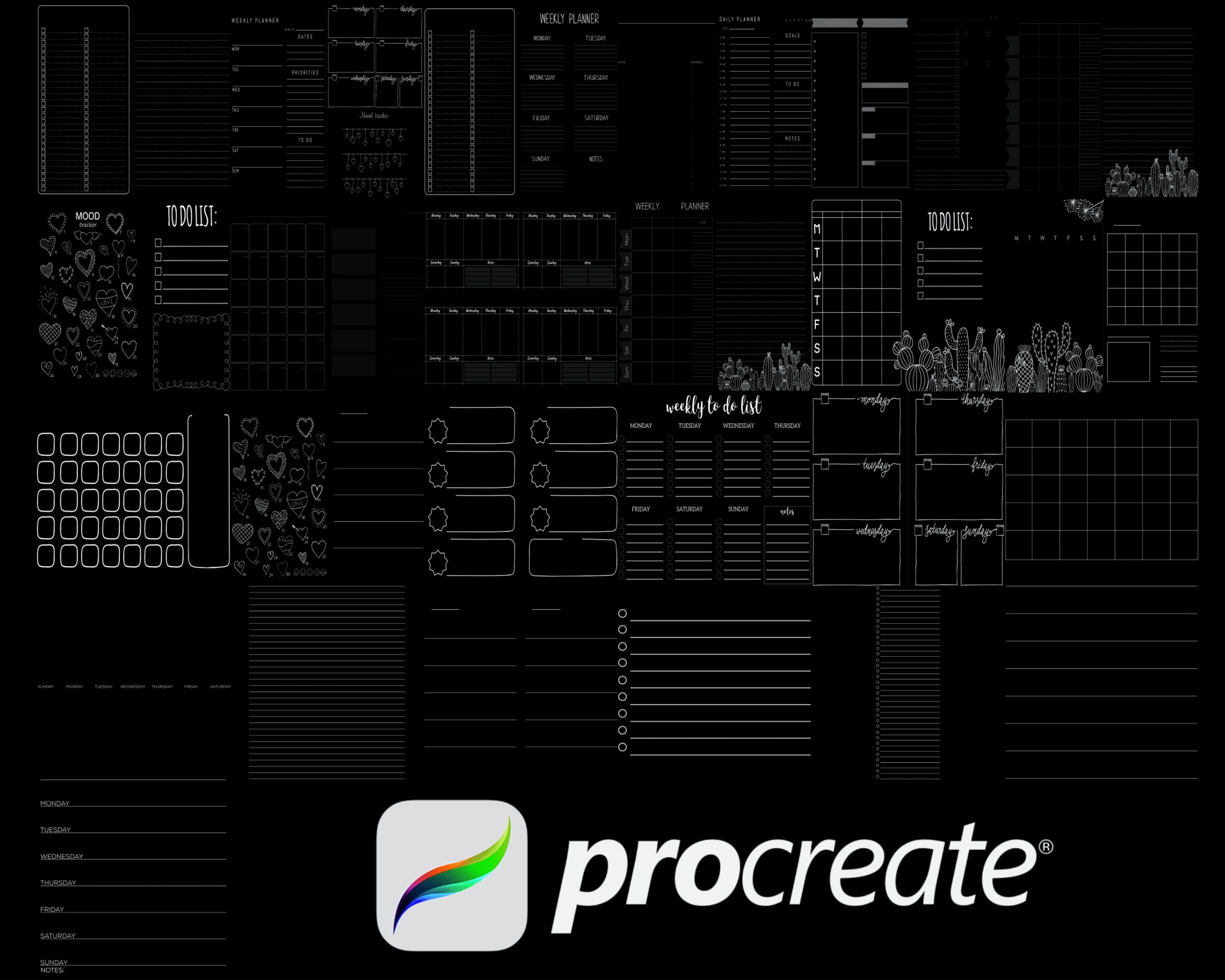 Digital Planner Guide Template Set 2 Procreate Brush Stamps, 25 Planner ...