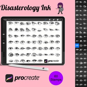 Set occhi facciali 2 timbri per pennelli Procreate, 60 occhi