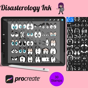 Cartoon Eyes Procreate Brush Stamps Set 1, 30 Cartoon Eyes
