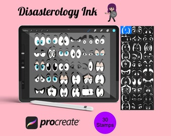Cartoon Eyes Procreate Brush Stamps Set 1, 30 Cartoon Eyes