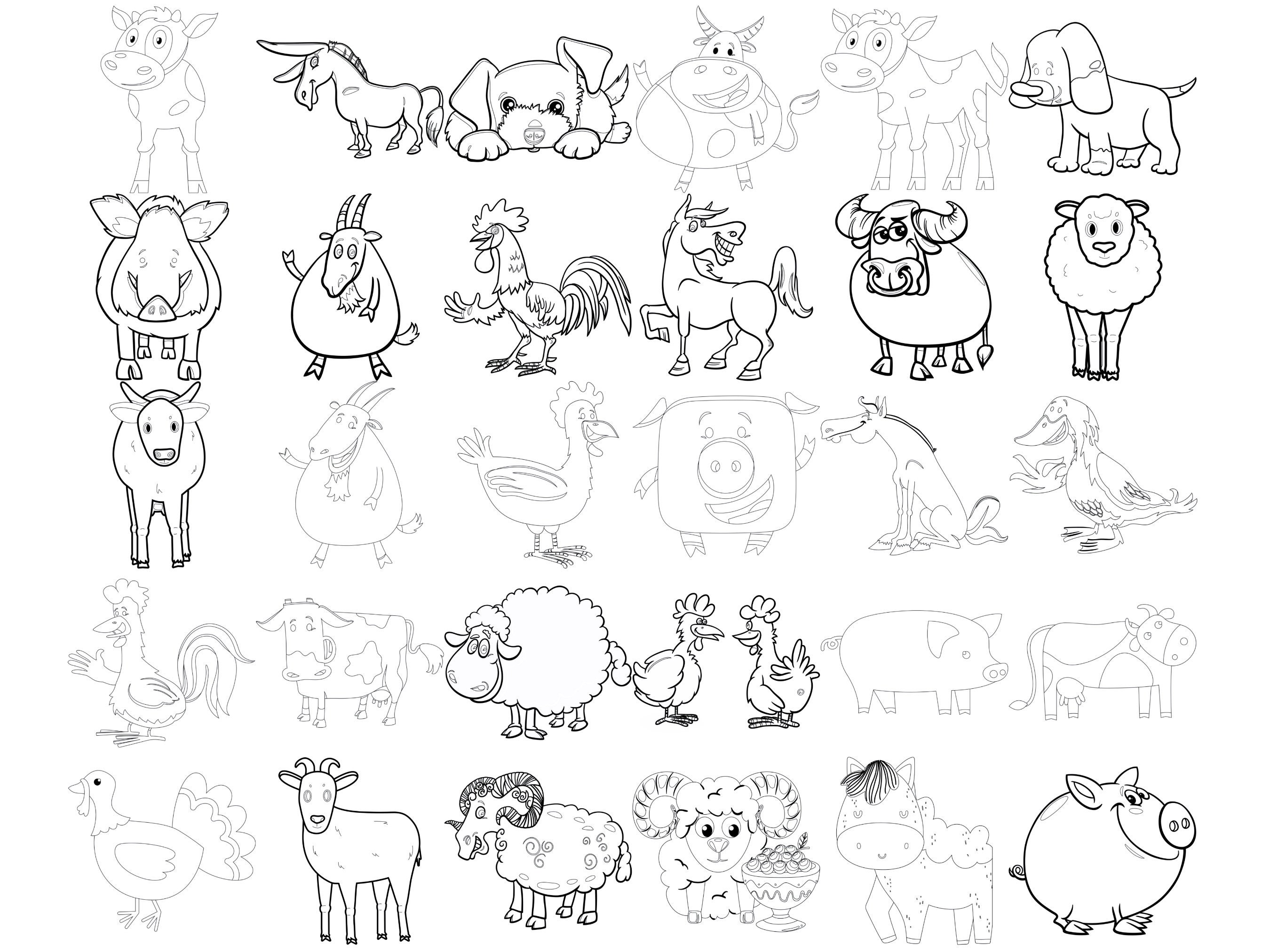 Farm Animals Outlines Set 1 Procreate Brush Stamps 30 Farm Etsy Australia