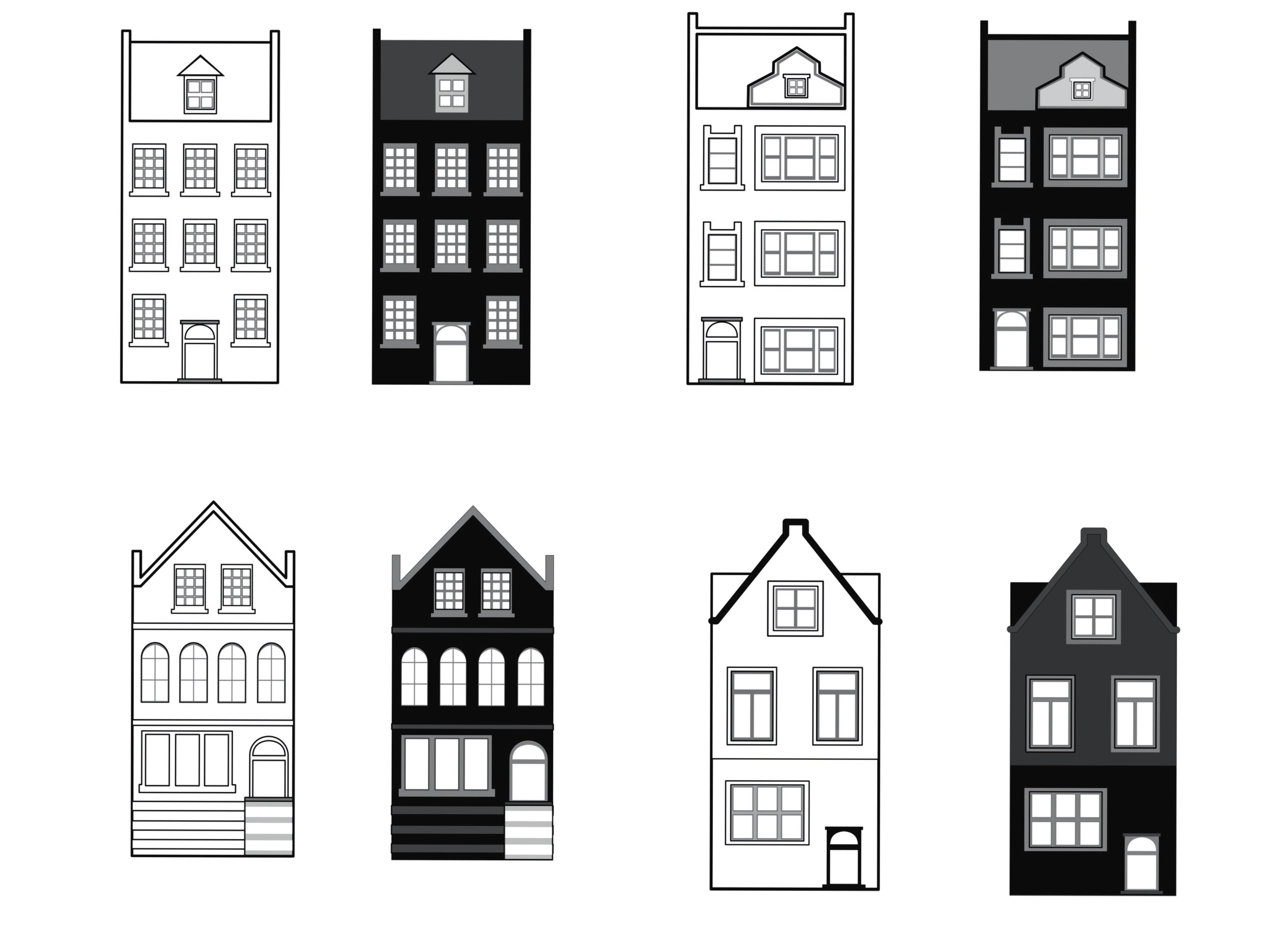Building Architecture Set 2 Procreate Brush Stamps, 38 Buildings - Etsy