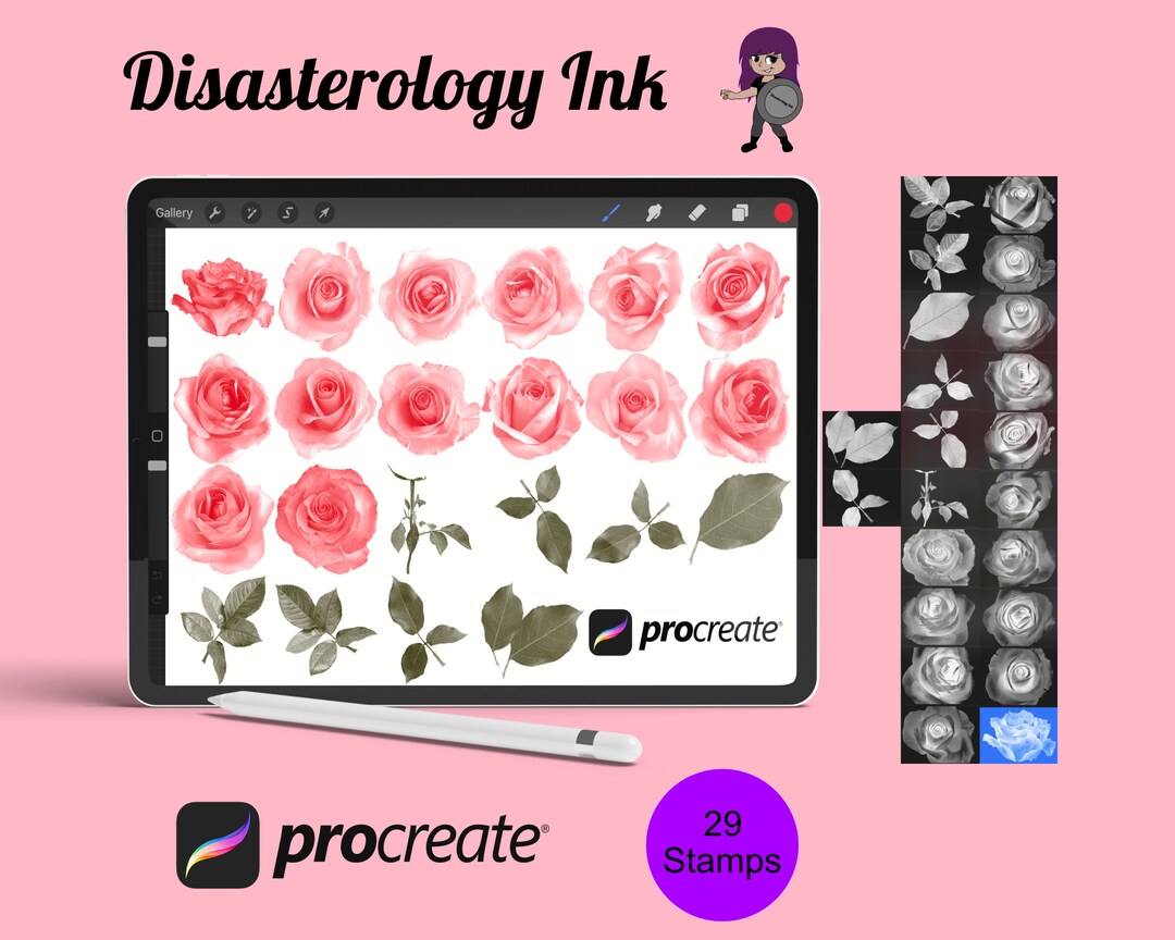 Floral Roses Flower Procreate Brush Stamps Set 2, 29 Roses Stamps - Etsy